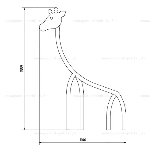 Cadre acier en forme de girafe pour aires de jeux